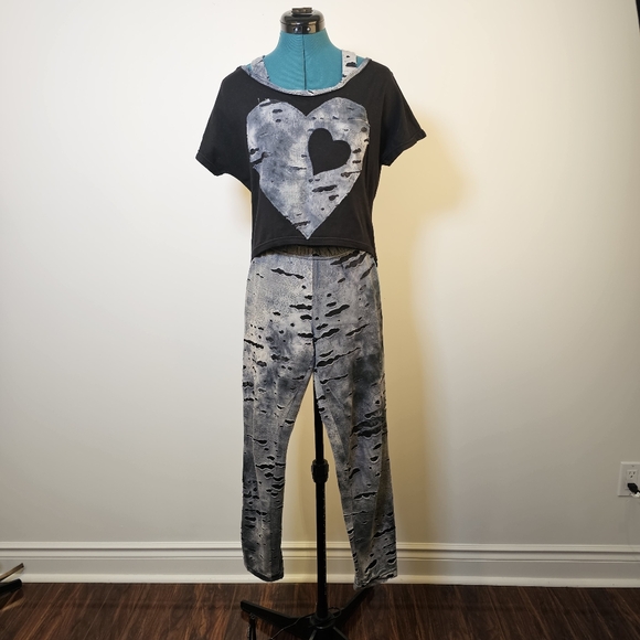 Ghost or dead person black and grey top + tights Halloween costume size M kids - Picture 4 of 5